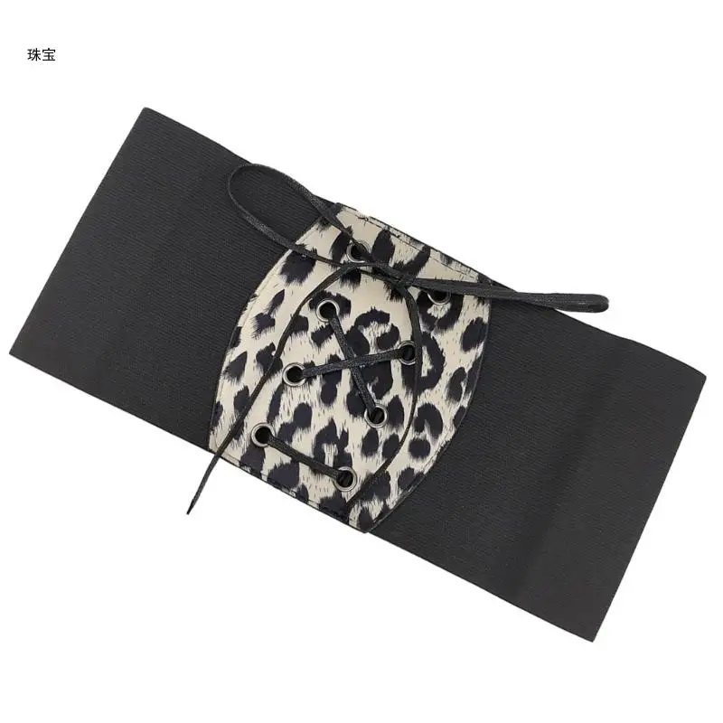 X5qe cinto cintura corrente punk leopardo estampado sob o busto para traje casual cinto para vestido