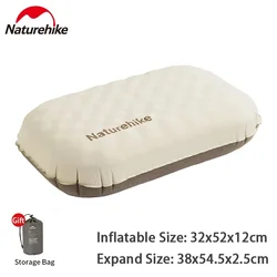 Naturehike 2024 New Inflatable Pillow 3D Sponge 160g for Camping Outdoor Travel Neck Sleeping Silent Self Air Pillow