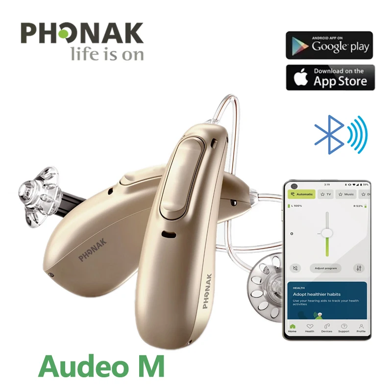 Phonak Audeo M-312 Hearing Aids（30 50 70 90）RIC 312 Battery Bluetooth Wireless 20 channels  Digital Computer Programable