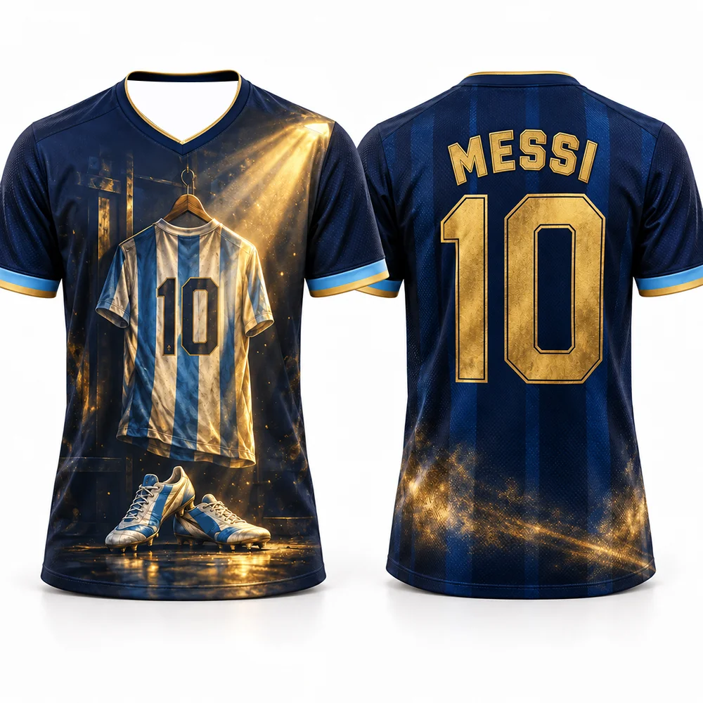 2026 New Men Women Kids Messi 10 Argentina Jersey Style T Shirt Blue White Football Fan Shirt Casual Streetwear Short Sleeve Top