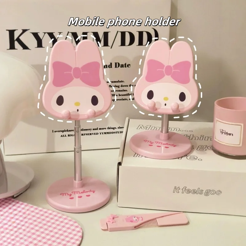 

New Sanrio My Melody Kuromi Cinnamoroll Phone Stand Adjustable Lazy Telescopic Support Stand Cute Anime Peripheral Gifts