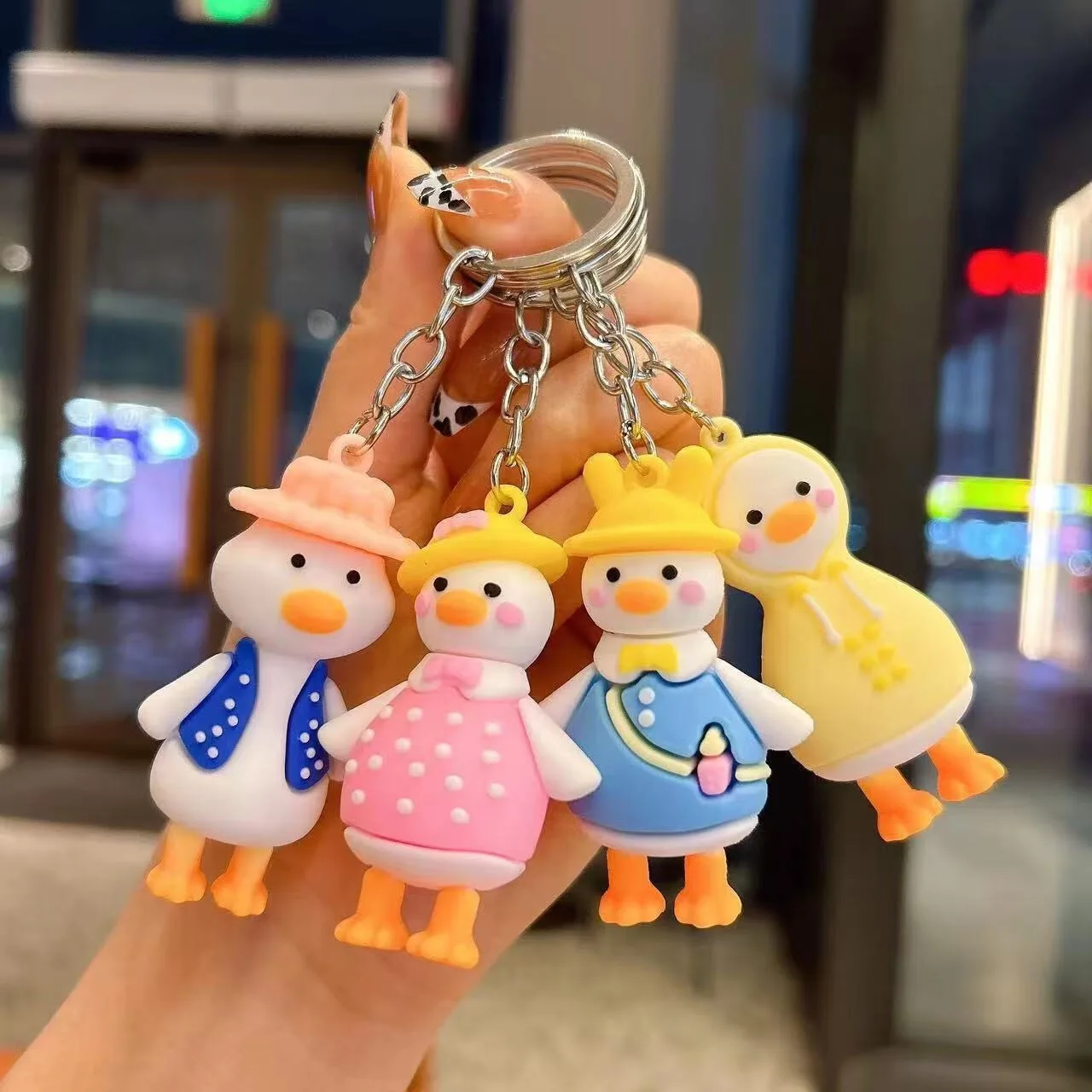 Creative Cute Cartoon Duck Keychain Fashion Kawaii Bag Pendant Key Ring for Women Girls Daily Use