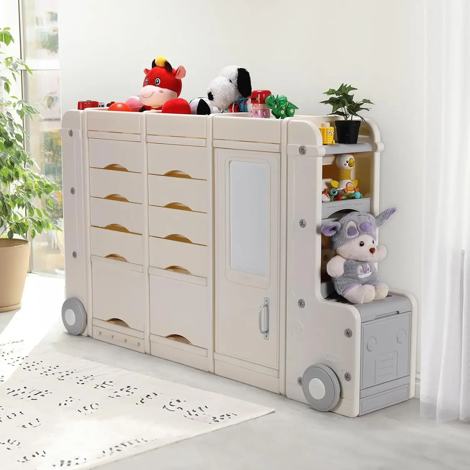 

Toy Organizers and Storage Bins, Multi-Layer Storage Cabinet Organizer, Kids Multipurpose Bookshelf and Toy Box Large