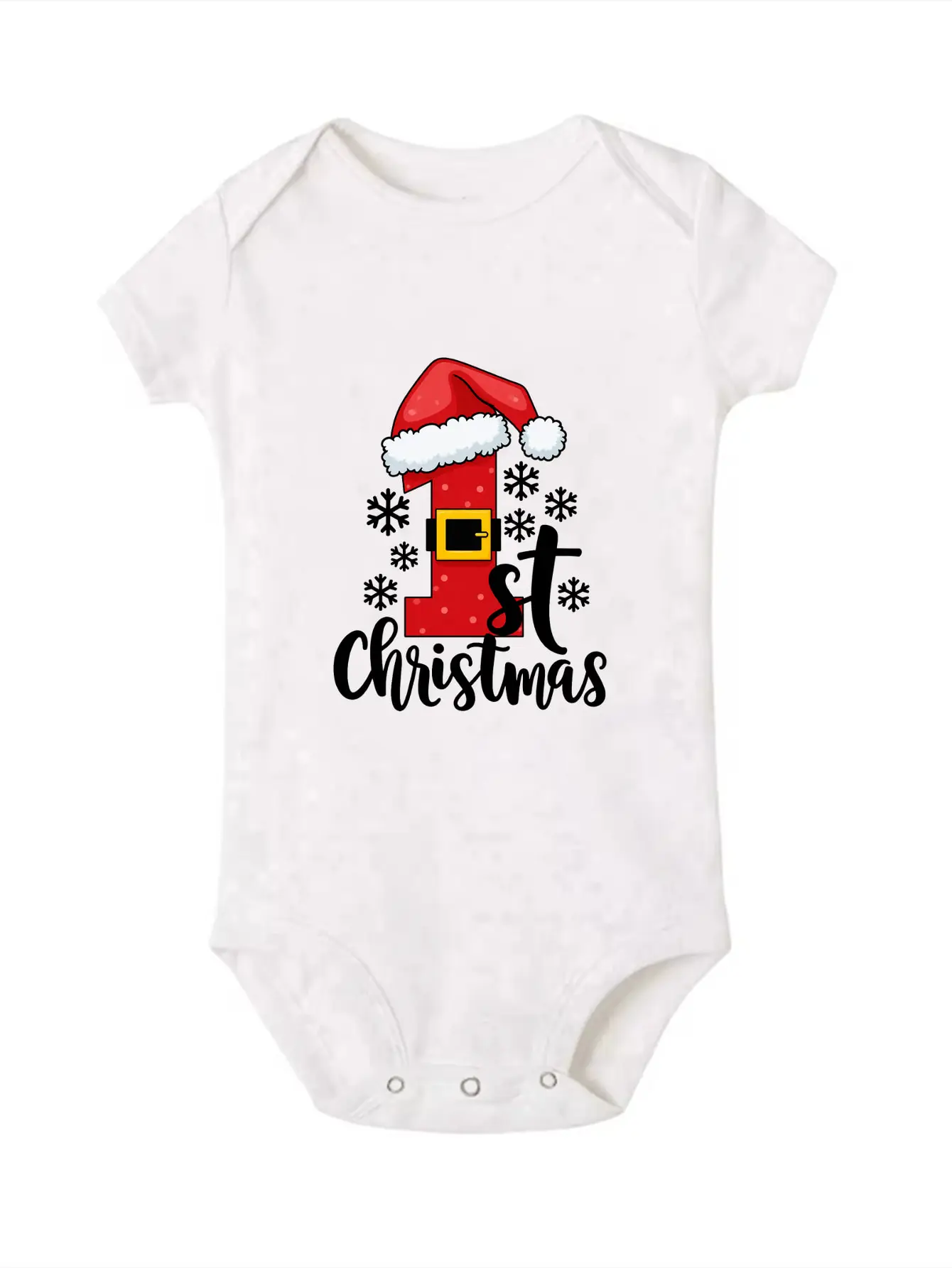 My 1st Christmas Baby Bodysuit Santa Claus Number 1 Print Newborn Romper Short Sleeve Infant Jumpsuit Xmas Holiday Baby Gift