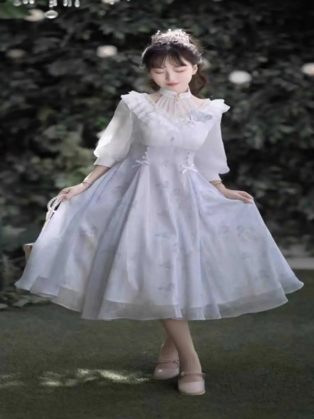 

New Elegant Dress Advanced Feeling Daily Lolita Light Lo Skirt Gentle Wind Sense Of Design Dress Skirt White Women Cos Cosplay
