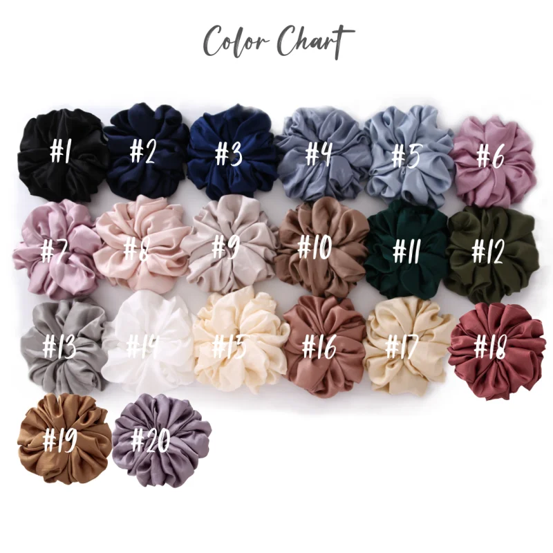 17Colors Big Size Crepe Satin Scrunchies Muslim Women Custom Elastic Volumizing Oversized Neat stitching Bunch Hair Tie