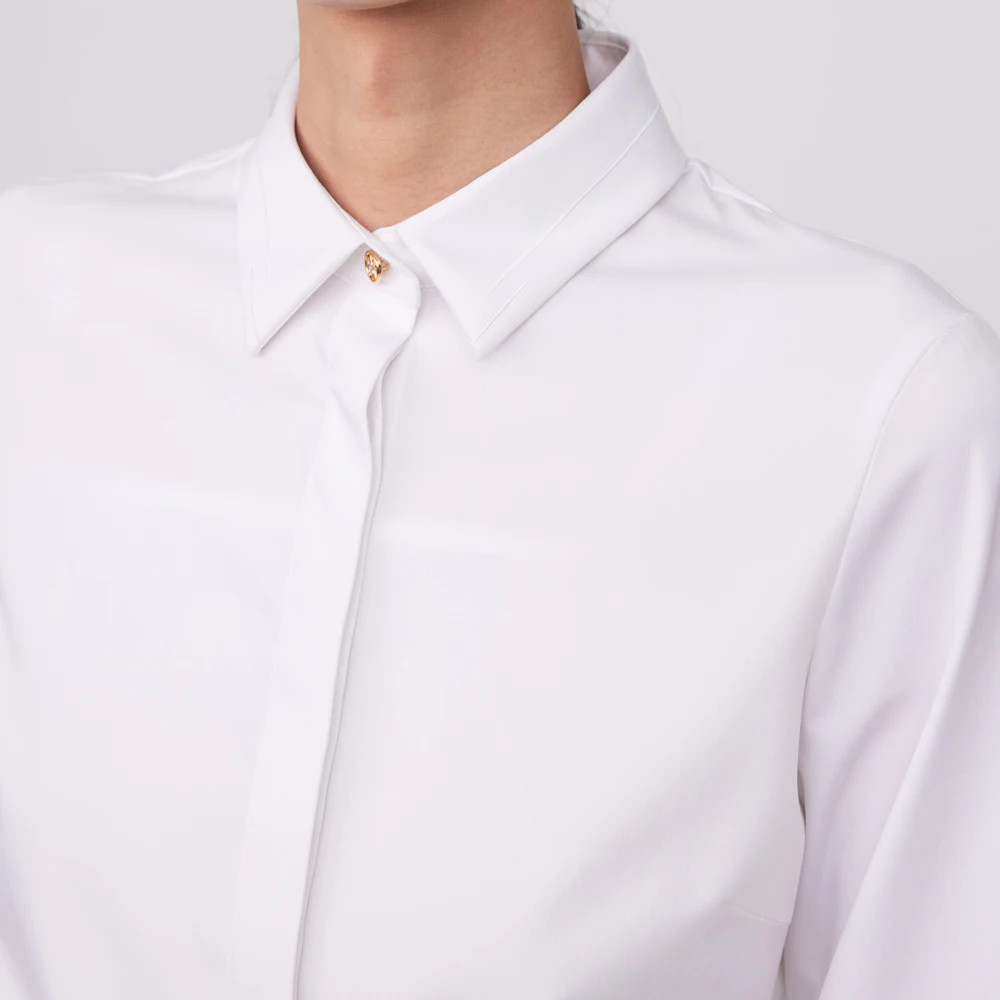 Blusa de Oficina Elegante para Mujer - Camisa de Manga Larga con Botones, Diseño de Solapa Ajustado y Cómodo para Ropa de Trabajo Profesional