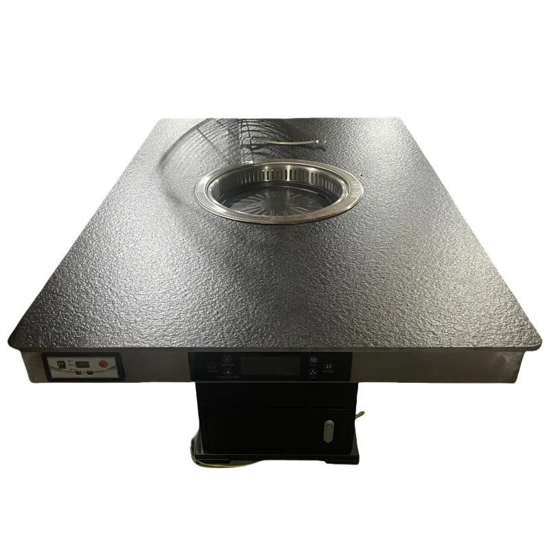 

cooker integrated commercial Haidilao self-service marble barbecue smokeless smoke exhaust barbecue table and chair