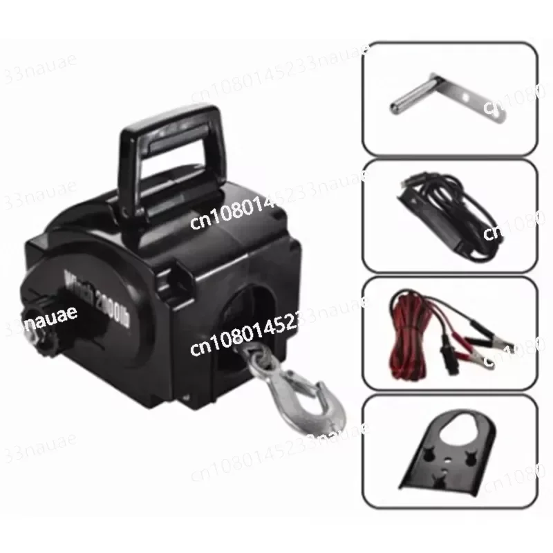 Portable Electric Winch for Marine Boat, Small Tractor Motor Boat, 12V, 2000 Lb