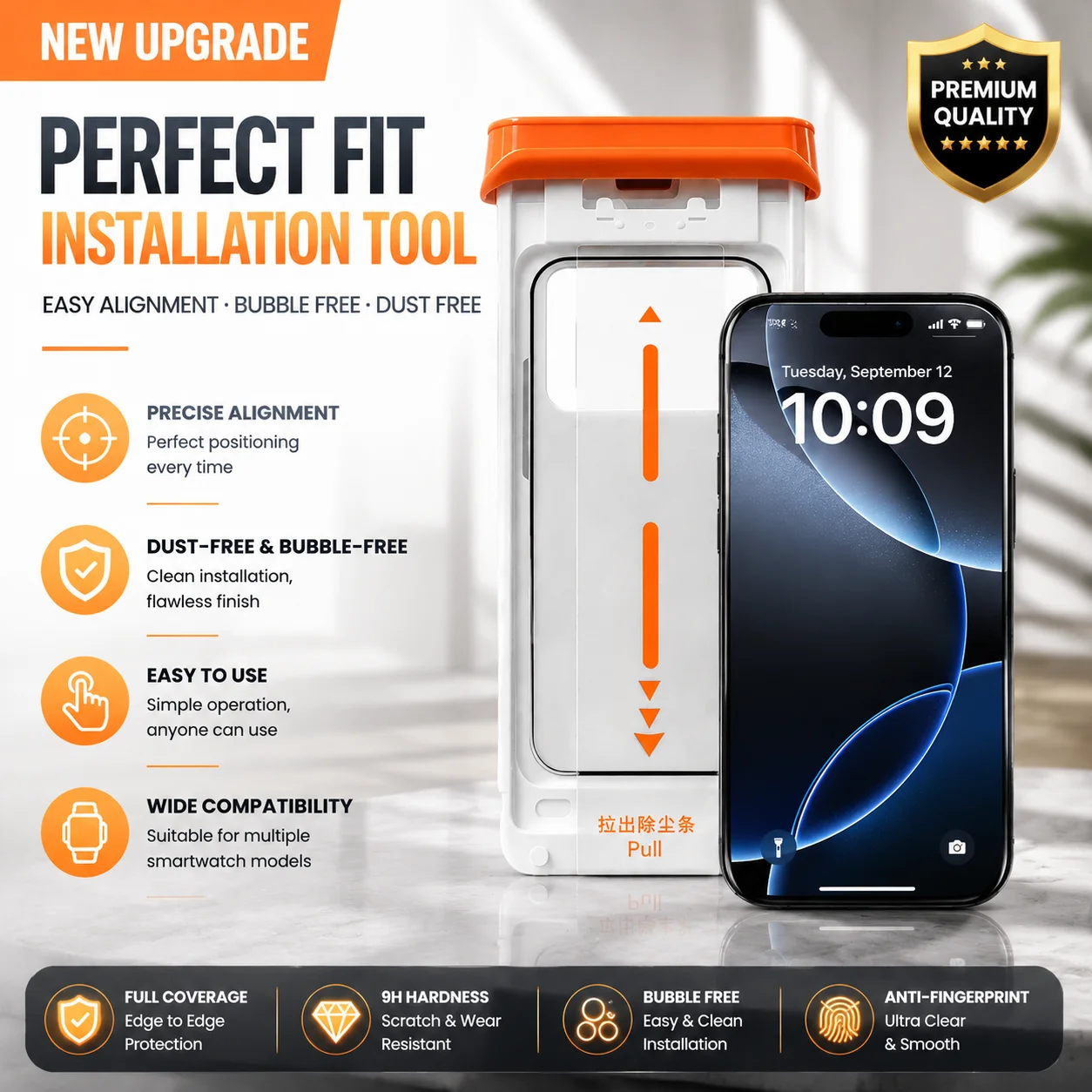 Zicore Tempered Glass for iPhone 15-17 Pro Max with Dust-Free Warehouse Mobile Phone Screen Protector Brand New