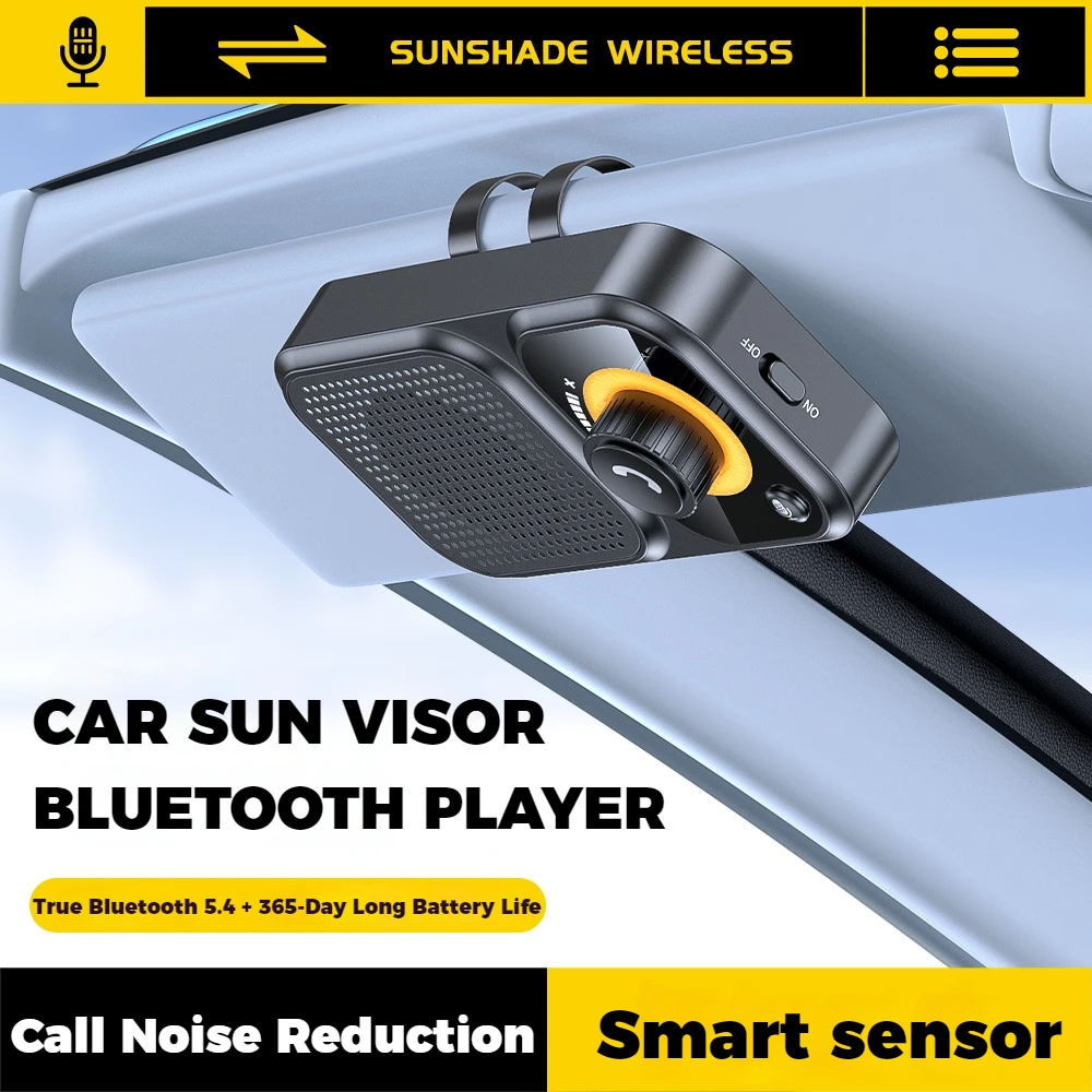 

Bluetooth5.4 Sun Visor Loudspeaker Wireless Handsfree Noise reduction Car Kit 3W Hifi Speaker Mp3 Music Player Siri Long Standby