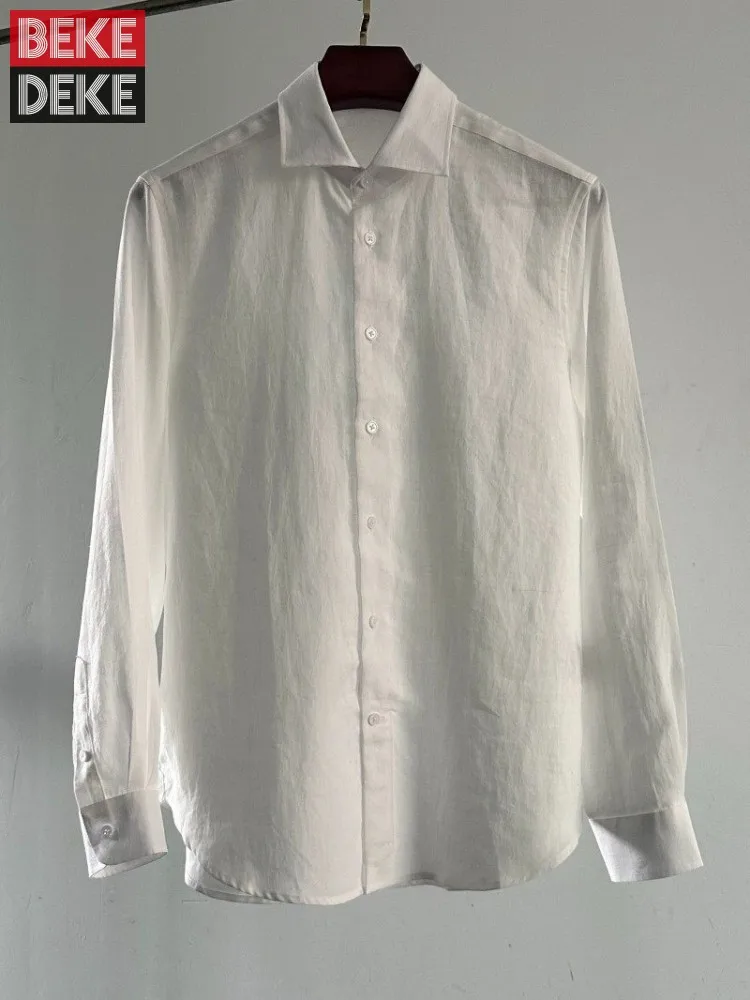 

Summer Fashion New Men Italian Style Single Breasted Long Sleeve Business Work Shirt Office Casual Male Shirts Lapel Collar Tops