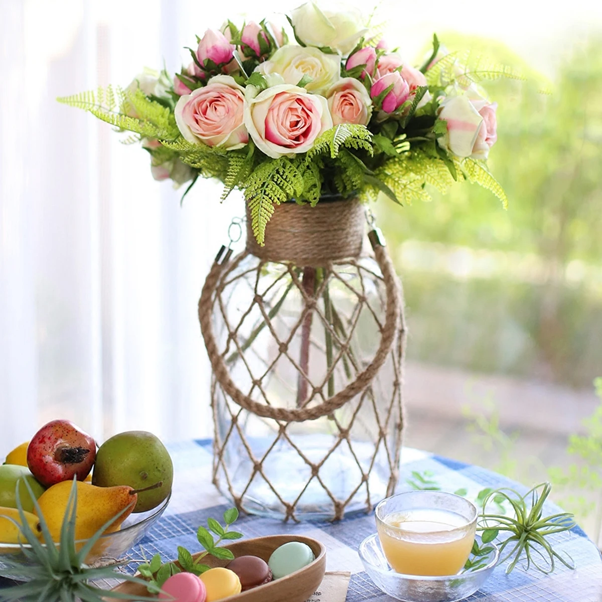 

Large Vase Glass Vases Green Plant Container Fall to The Ground Embossed Clear Rustic Decor