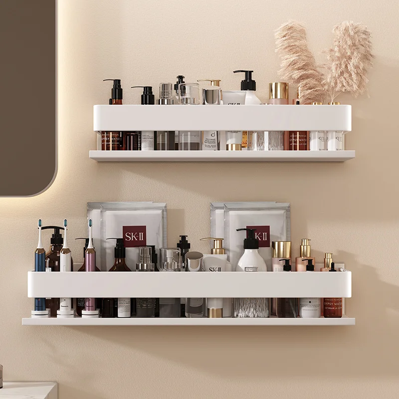 Custom Bathroom Storage Rack Wall-Mounted No-Drill Shower Gel Holder Washbasin Organizer Hanging Shelf