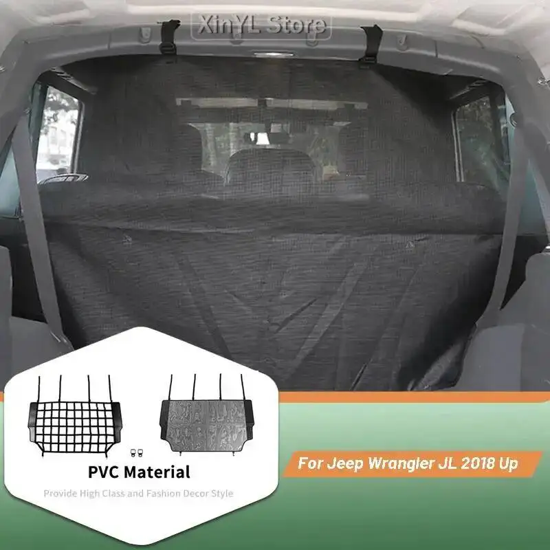 

Для Jeep Wrangler JK JL Gladiator JT 4-дверный 2007-2025 Up автомобильный барьер для собак, защита багажника, защитная сетка, аксессуары для интерьера