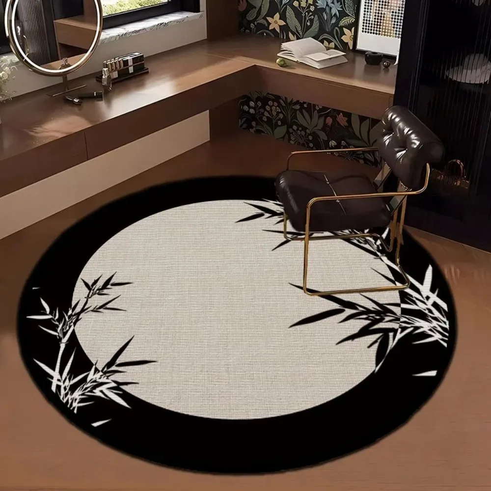 

Vintage Leaf Butterfly Living Room Swivel Chair Round Rug Non Slip Waterproof Comfortable Machine Washable Home Decor