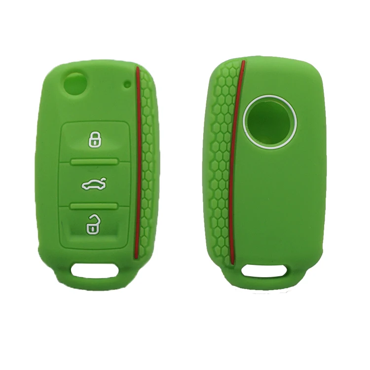 Cocolockey Silicone Car Key Cover Case for VW Golf for Skoda Yeti Superb Rapid Octavia for SEAT Leon Ibiza 3Button Remote Holder image 4