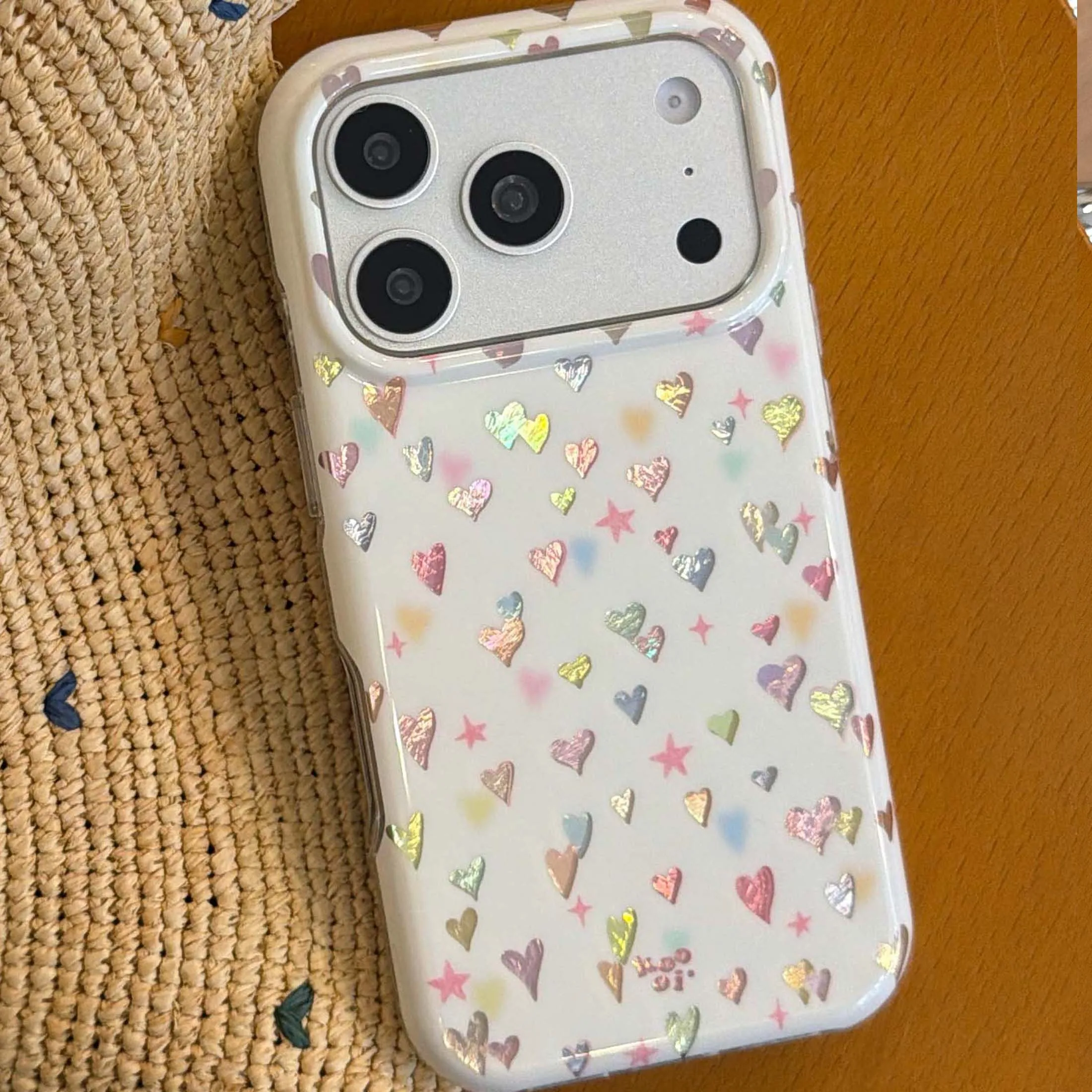 Лазерный блестящий чехол с милым сердечком для iPhone 15, 16, 13 Pro Max, 14, 17 Pro Max, мультяшный чехол для телефона