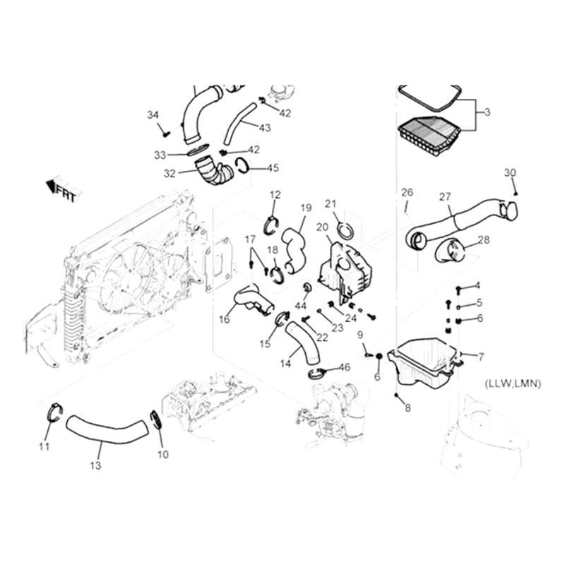 Tuyau d'admission d'air de voiture pour Holden CG Captiva 2.0 Turbo Diesel 96628983