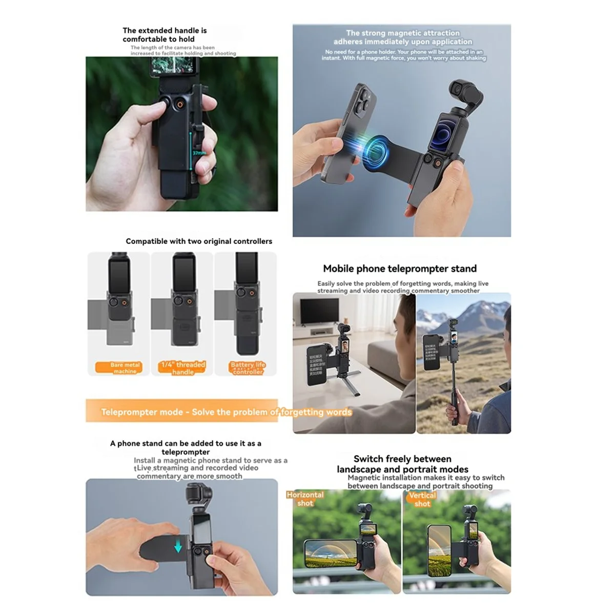 

2025+ для Pocket 3, защитный чехол на руку, расширительная рамка, крышка ручки, улучшенная ручка и защита