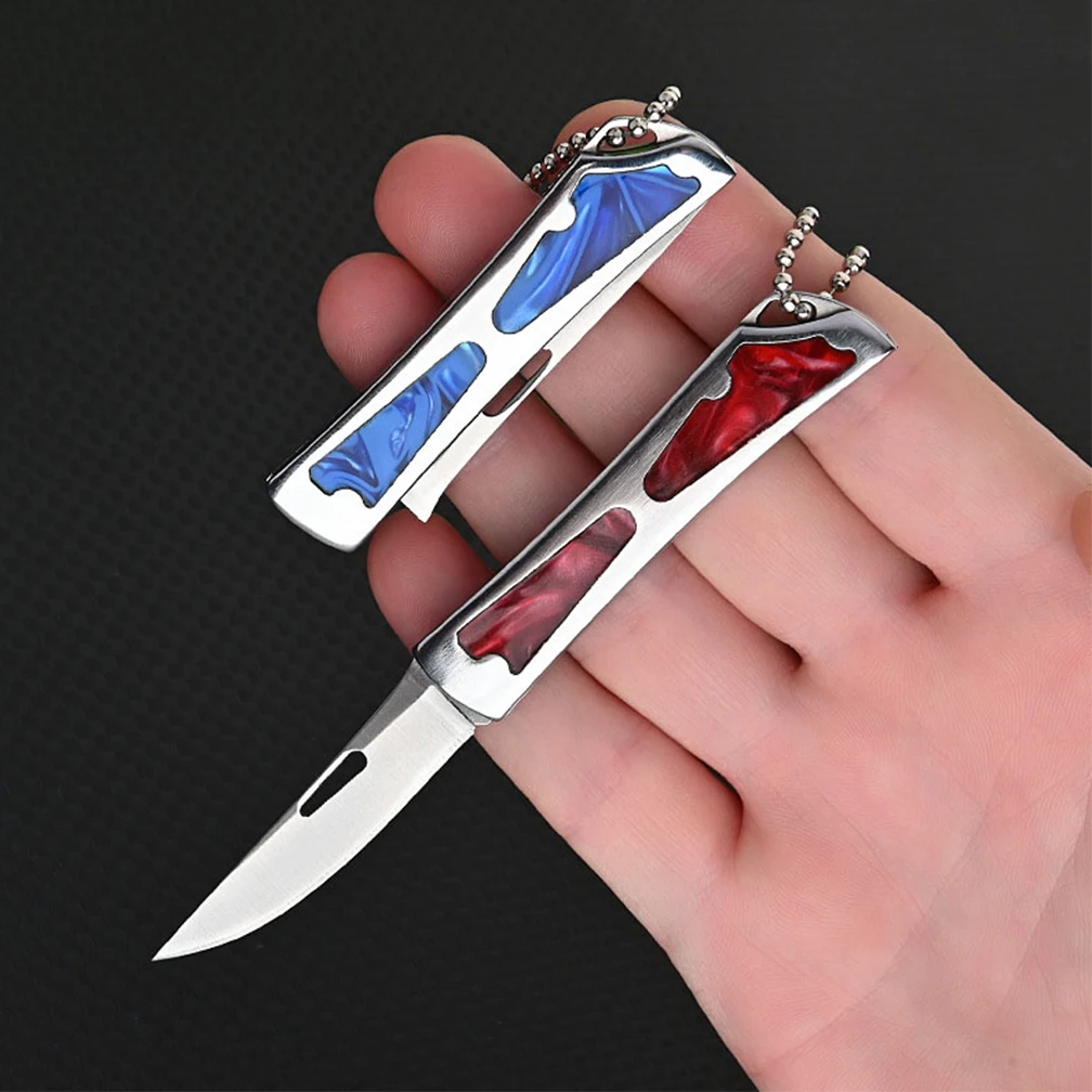 Stainless Steel Acrylic Blade Shaped Knife Outdoor Camping Self Defense Emergency Survival Knife Tool Folding Portable Key Knife