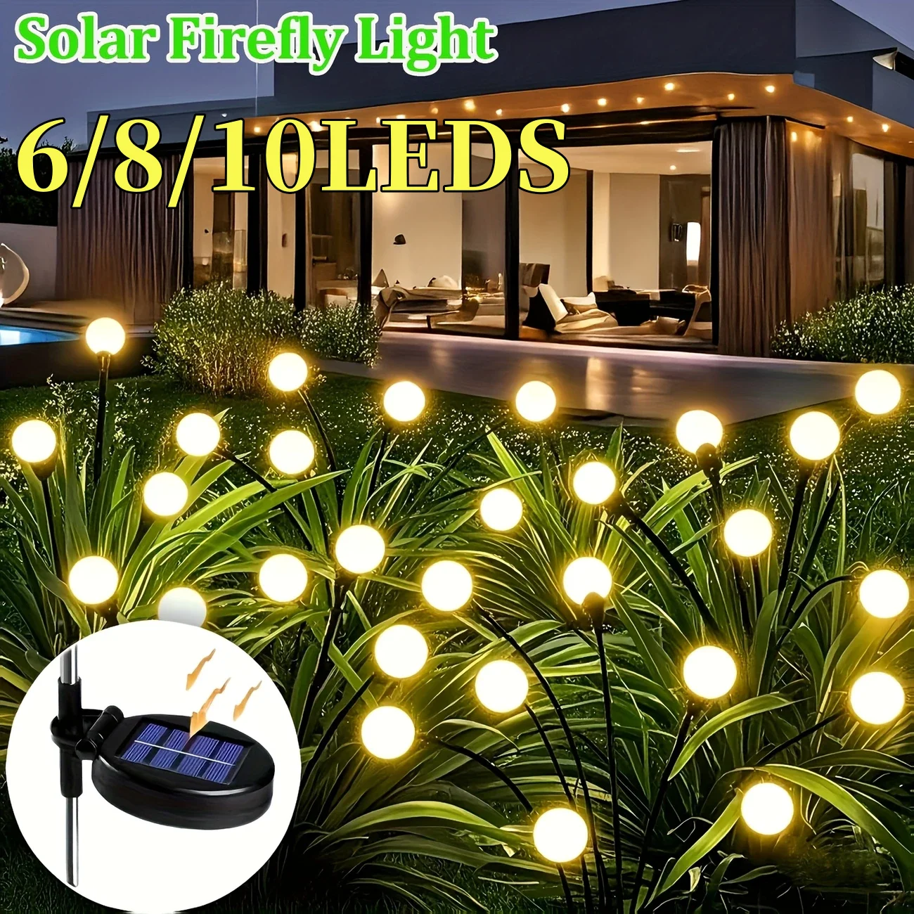 

6/8/10LEDs Solar Firefly Lights Garden Firework Warm Lights Outdoor Waterproof Firefly Lawn Lamps Patio Pathway Decoration