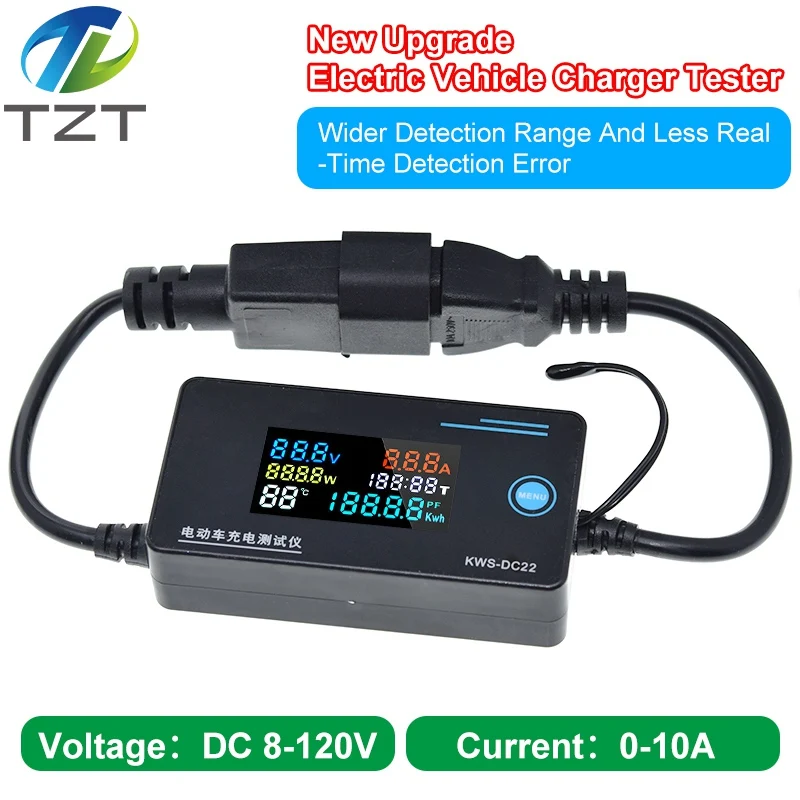 DC 8-120V 0-10A Voltage And Current Charger Detector Electric Vehicle Charging Power Temperature Measuring Instrument Tester