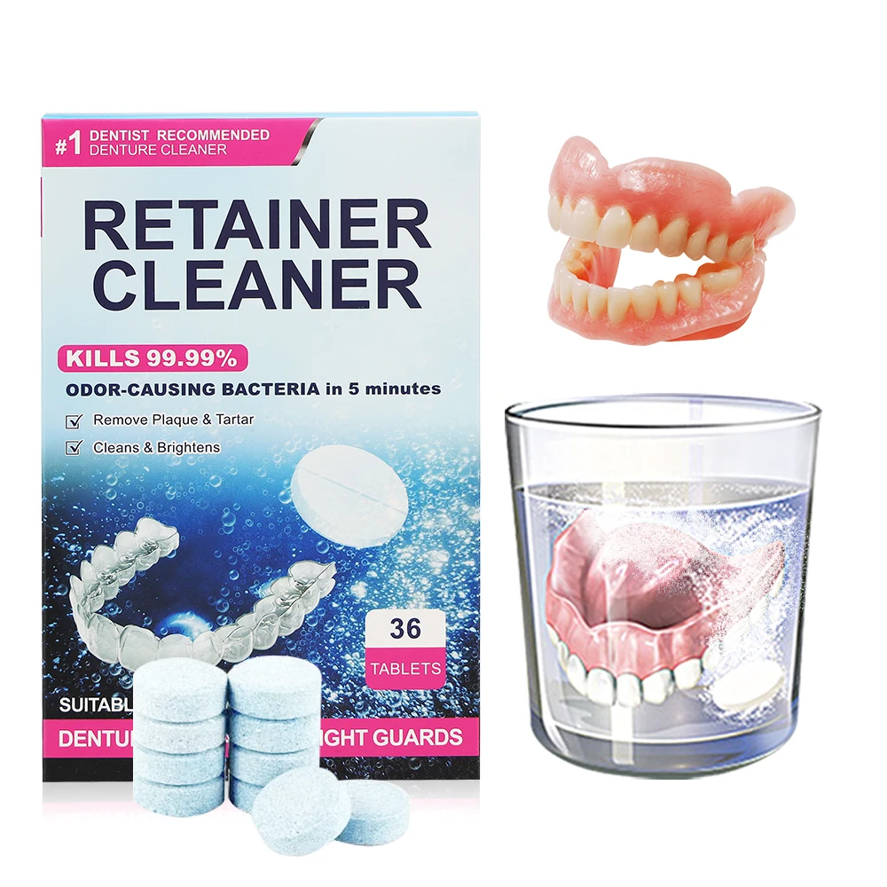 108Denture cleaning tablets tools soak eliminates bacteria, bad odors, discoloration, stains, plaque,New Package Orthodontic image 6