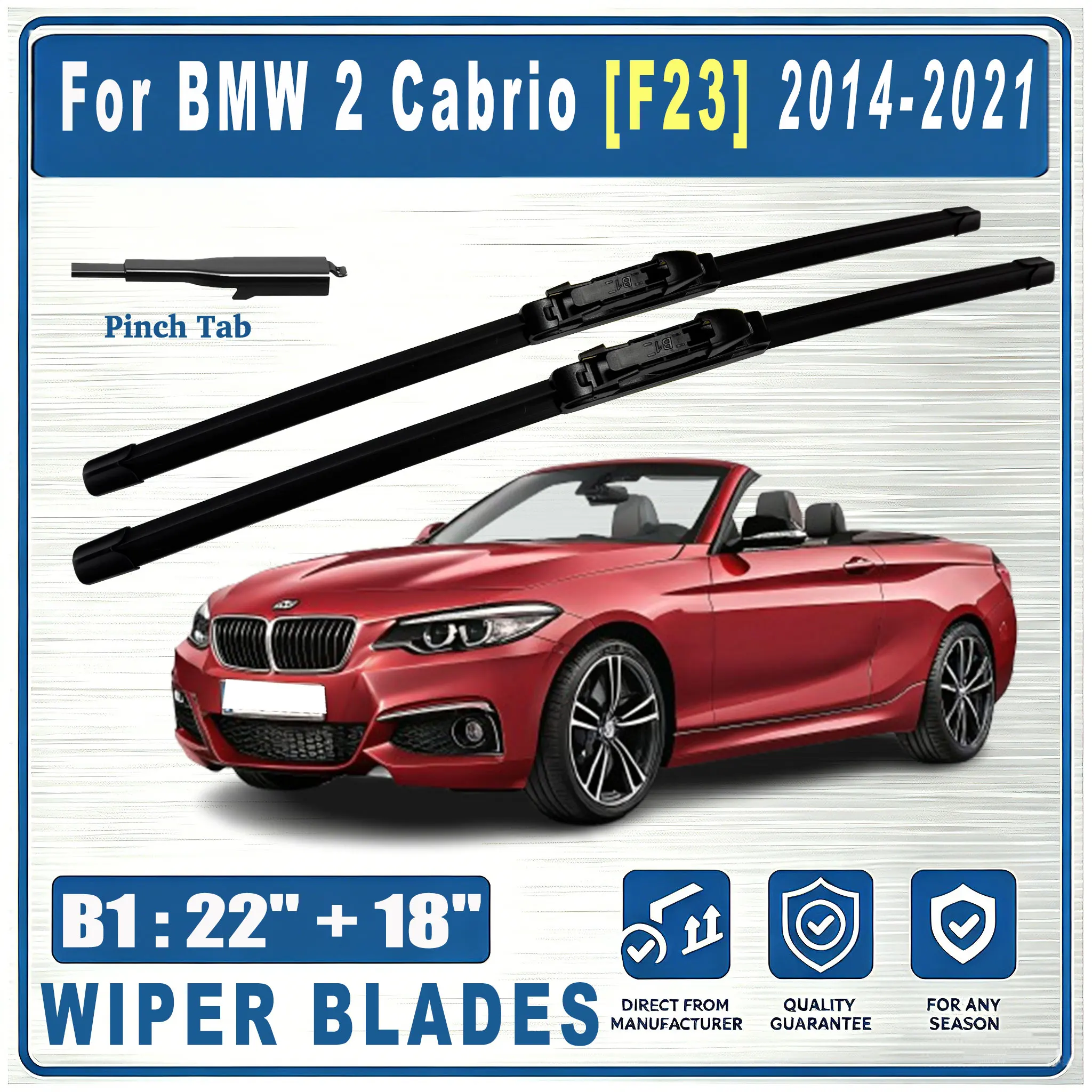 Für BMW 2 Cabrio [F23] 2014-2021 Front B1 22"&18" 550mm 450mm Scheibenwischerblätter Windschutzscheibenwischerblatt OEM 2 Stück