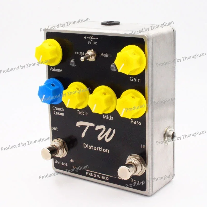 Distortion, Monolithic, Double-stepped Electric Guitar Pedal with Boost