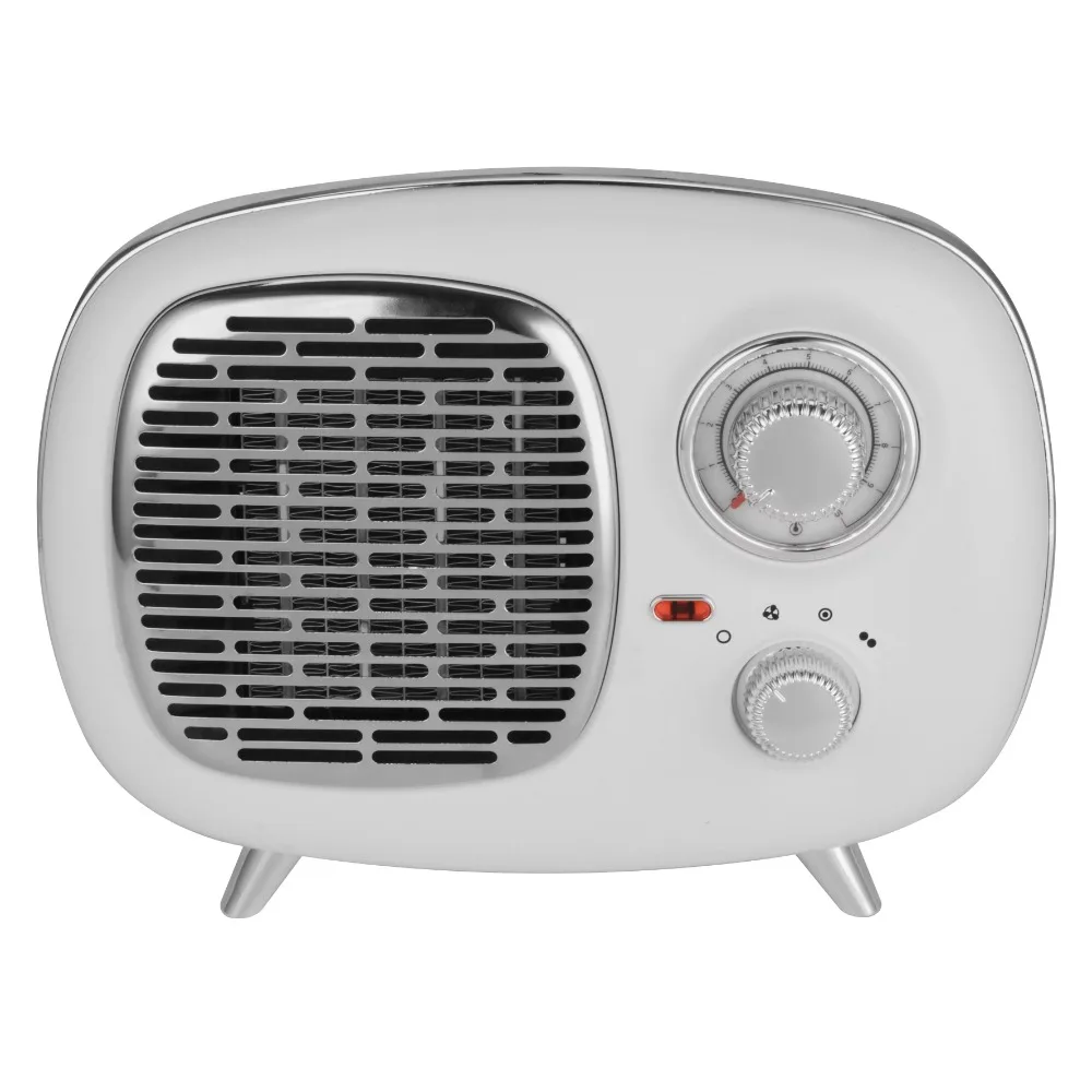 Retro Heater 1500W Indoor White, Adjustable Thermostat, Overheating Protection, Safety Tip-over Switch