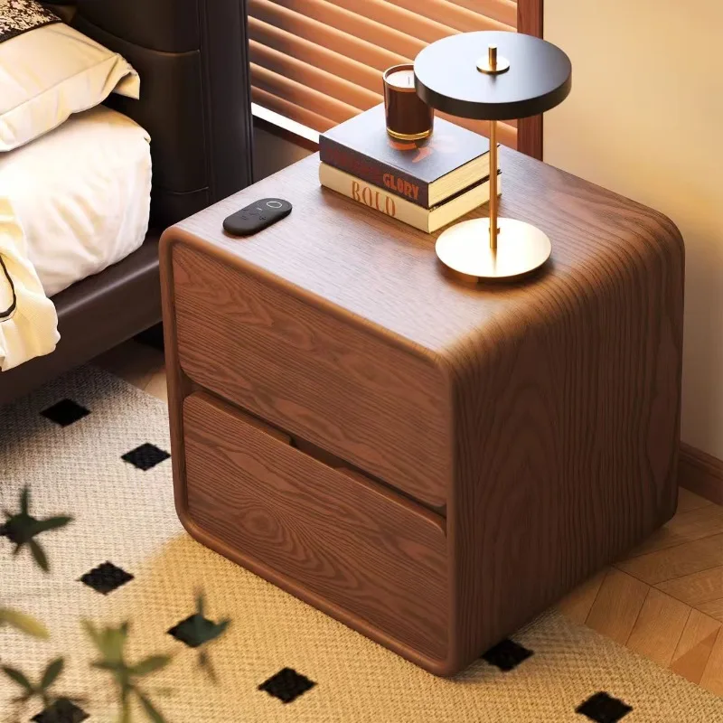 

Solid Wood Bedside Table Small Vintage Cream Style Modern Simple Bedroom Nightstand Storage Cabinet for Home Decor