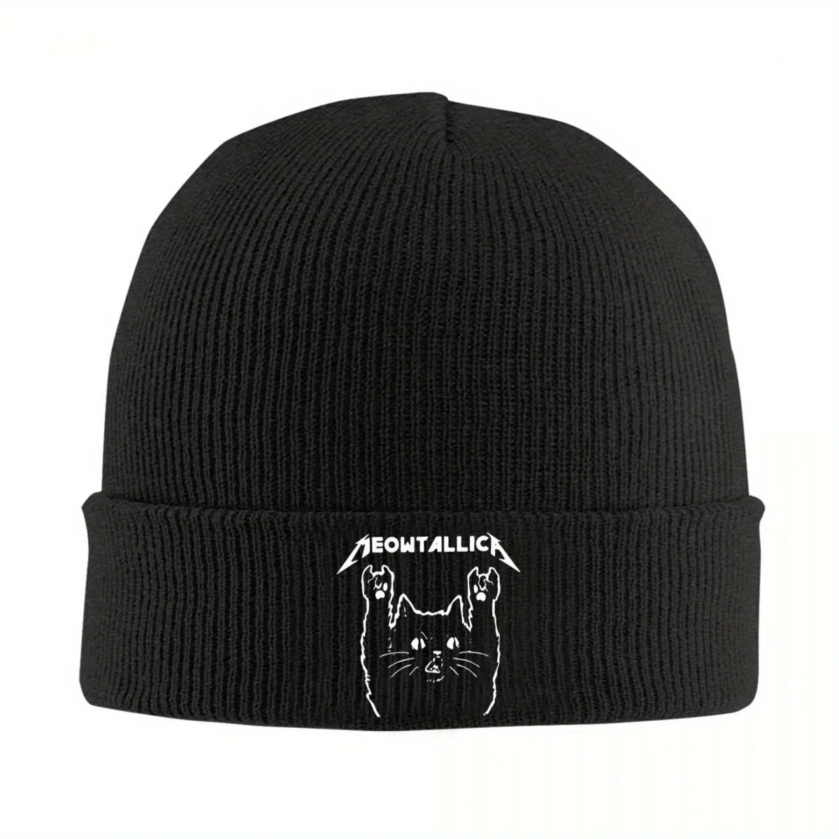 New Meowtallica Funny Cat Shirt X Joy Collection Classic Knitted Hat Beanies Autumn Winter Hat Meowtallica Cat Rock Music Caps