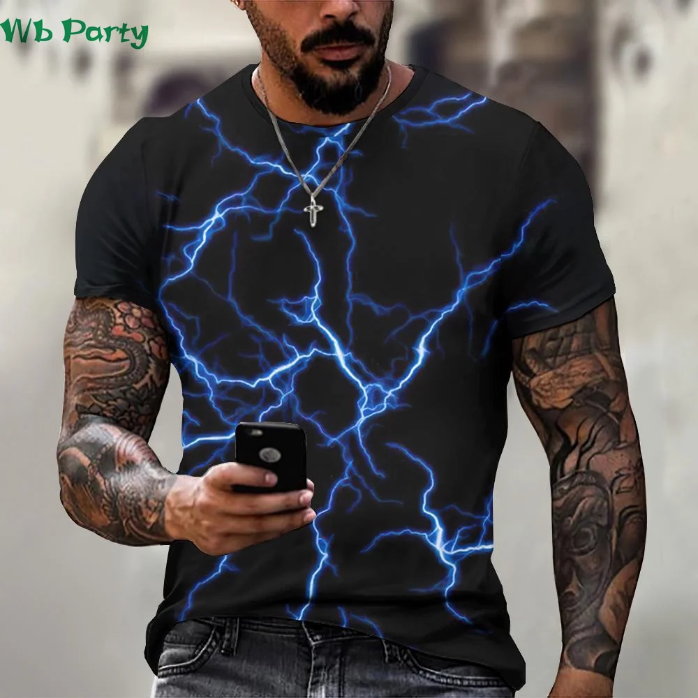 Lightning print Men\'s Dry Fit shirt Short Sleeve Lightning shirts Graphic Tee men\'s summer clothes Men\'s Dry Fit shirt tshirt