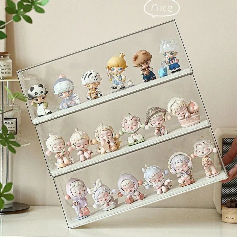3pcs Storage Box Figurines Dolls Display Shelfacrylic Transparent Display Cabinet Dustproof Storage Model Show Box Organization 4