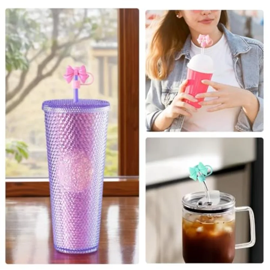 6Pcs Straw Cover for Starbucks Cup 78MM Silicone Straw Topper Cap for Tumblers Cute Bow Reusable Straw Protector Accessories Co - Image 6