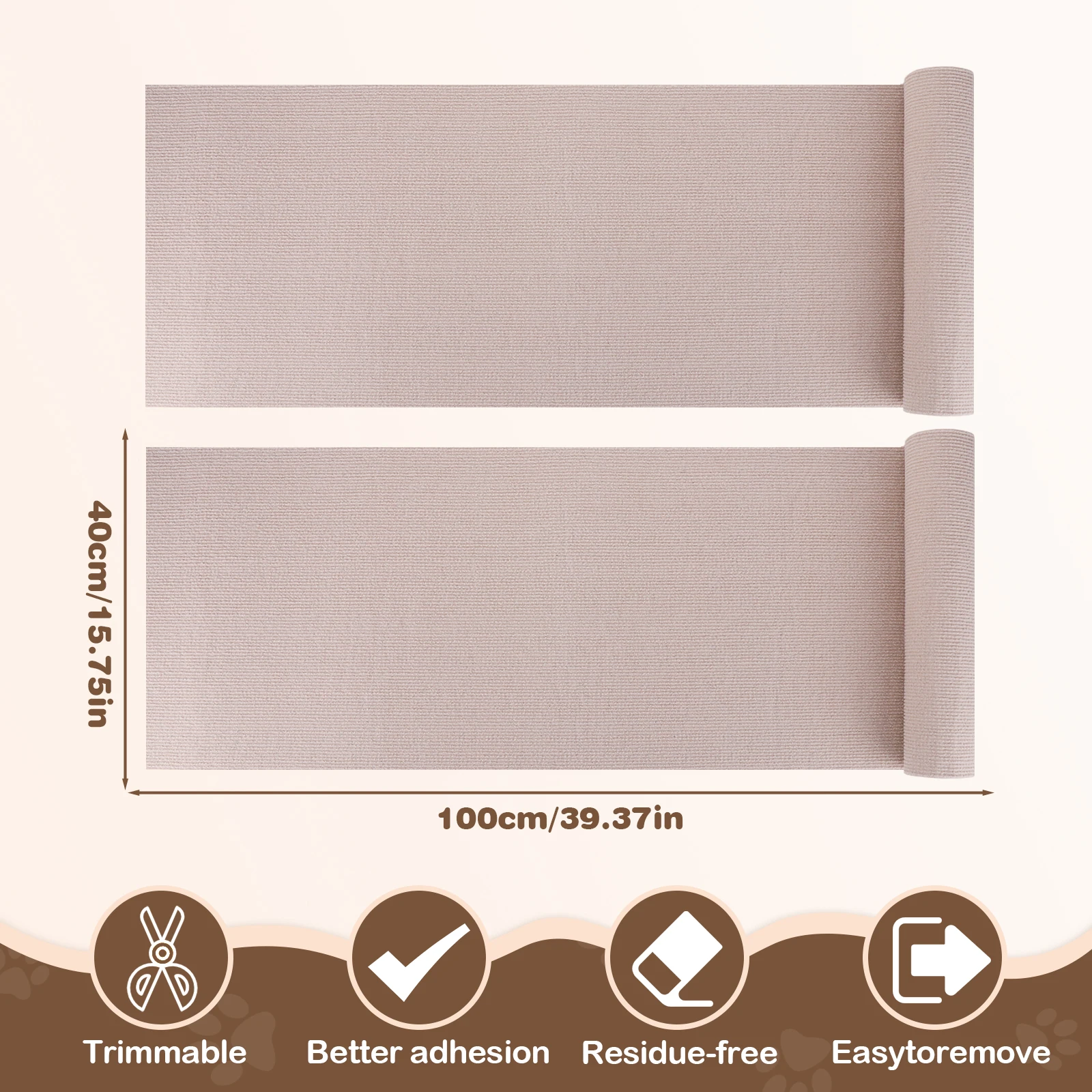 

2Pcs Cat Scratching Mat DIY Cat Scratching Pad Trimmable Cat Climbing Wall Self-Aadhesive for Couch Sofa Furniture Protect