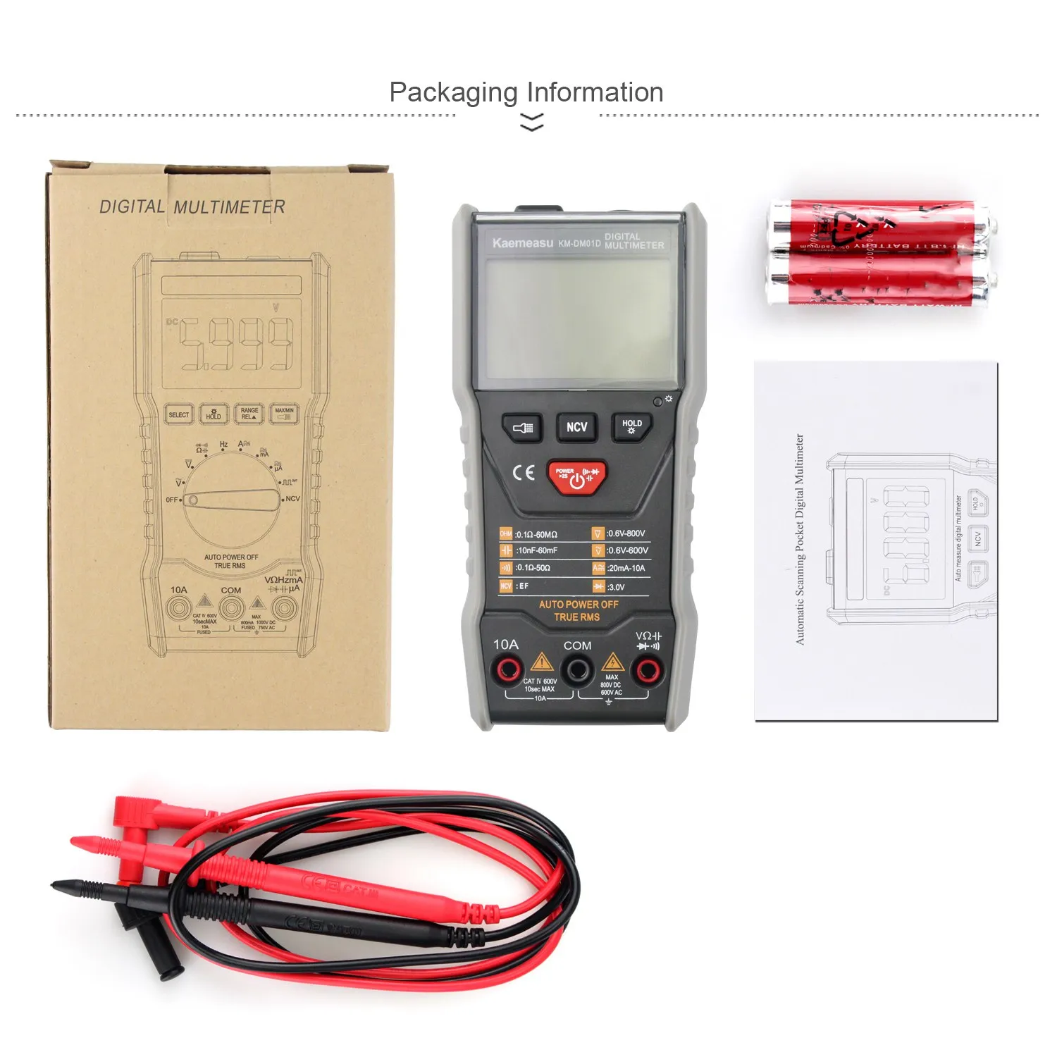 KM-DM01D Smart Digital Multimeter Anti-Burning 6000 Count with True Effective Value/NCV Measuring Universal Meter