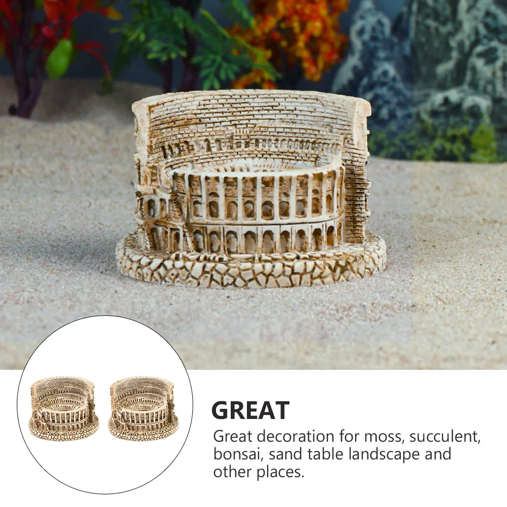 

2PCS Resin Colosseum Crafts Eco Friendly Decorative naments Bonsai Sand Table Landscape Small Handicraft Set Gift