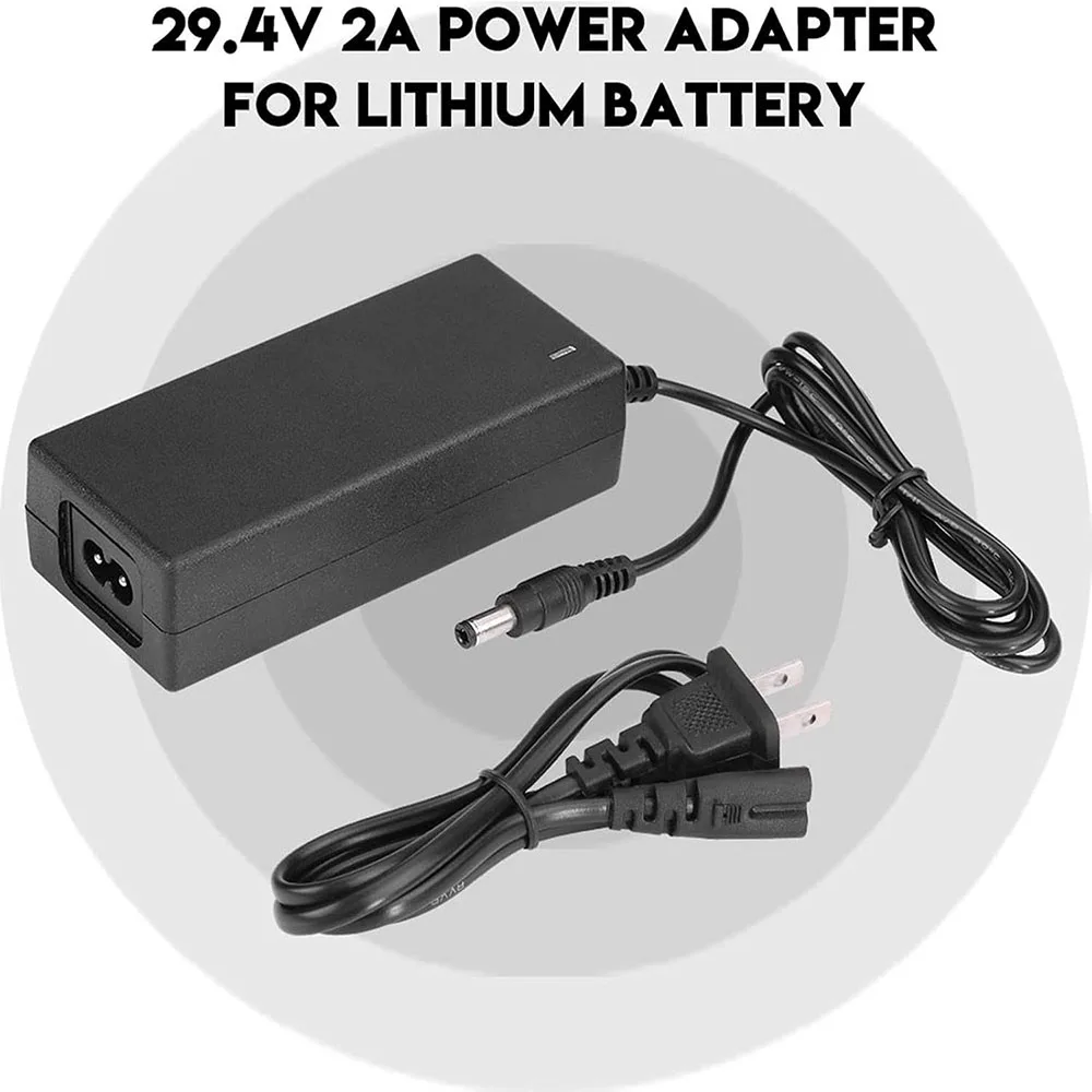 

29.4V 2A Battery Charger for 25.2V 25.9V 24V battery, Input 100-240V AC-DC DC 5.5 x 2.5mm Charge Port for Lithium Battery Pack