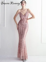 Sexy sequin maxi slip summer dress women 2024 elegant rhinestone birthday party dresses luxury long prom evening dresses vestido