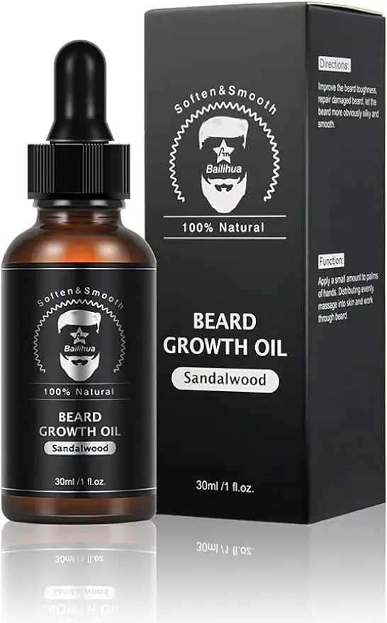 

Beard Growth Oil, Natural Organic Hair Growth Oil Beard Oil Enhancer Beard Shaping Tool (sandalwood scent)