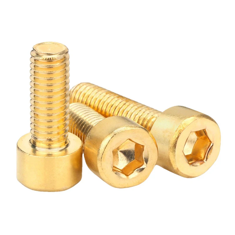 10pcs/lot M3 M4 M5 M6 M8 Pure Brass Hex Hexagon Socket Cap Head Screws DIN912