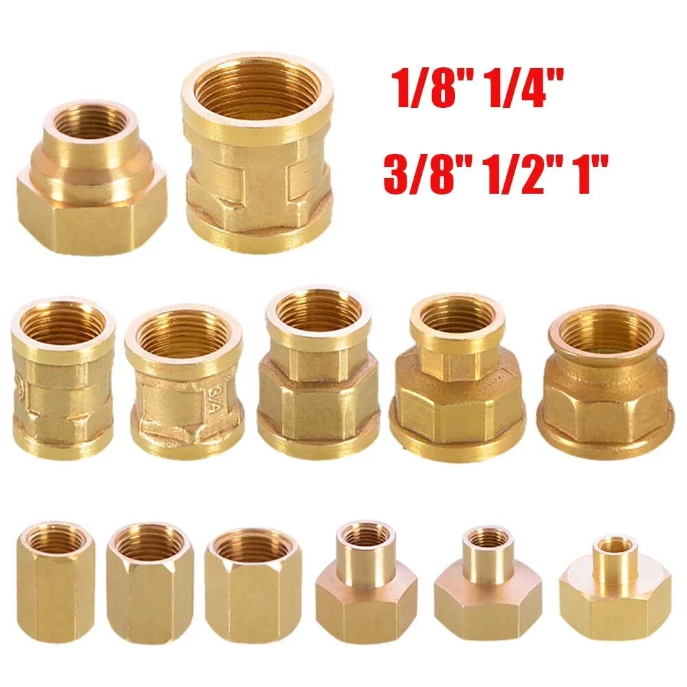 Manchon réducteur femelle en laiton 1/8\" 1/4\" 3/8\" 1/2\" 3/4\" 1\" BSP, raccord hexagonal pour tuyau fileté femelle pour eau, carburant, gaz