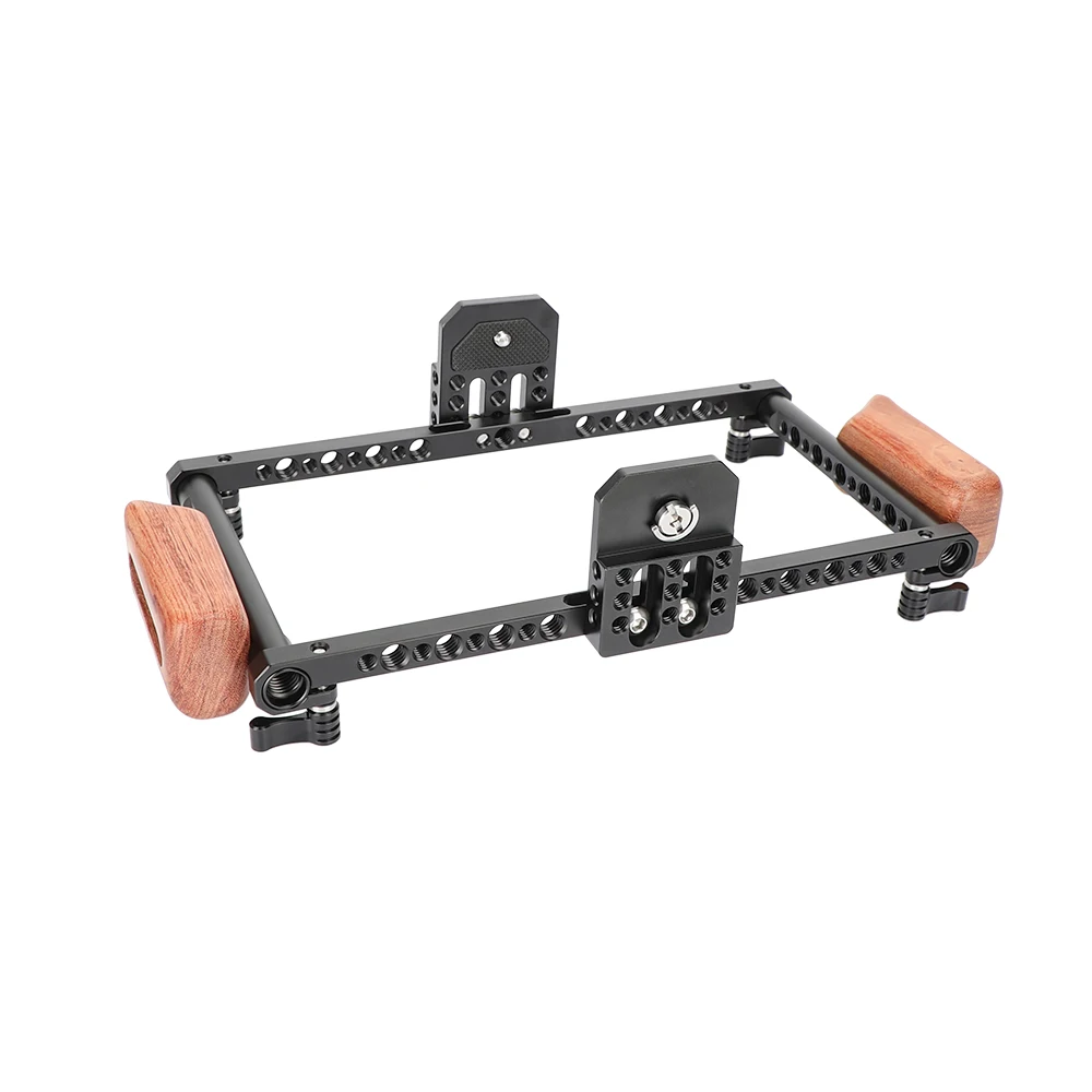 KIMRIG Adjustable Full Monitor Cage Kit With Wooden Handles For 5\