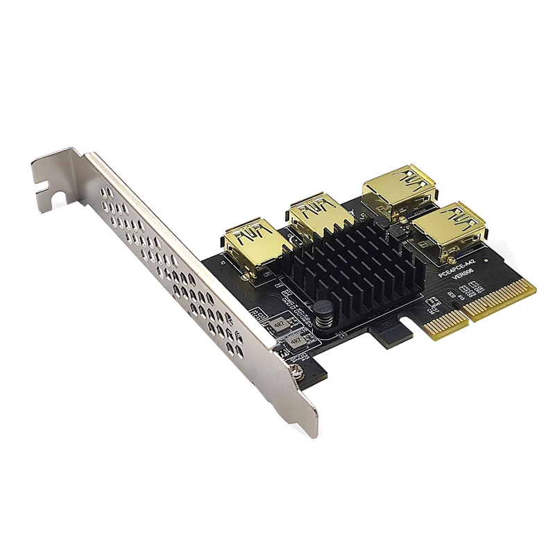Adaptador PCI-E a PCIE, tarjeta elevadora de 1 a 4 ranura pci-express, 1x To16x, USB3.0, extensor de tarjeta vertical, convertidor PCIe para minería BTC
