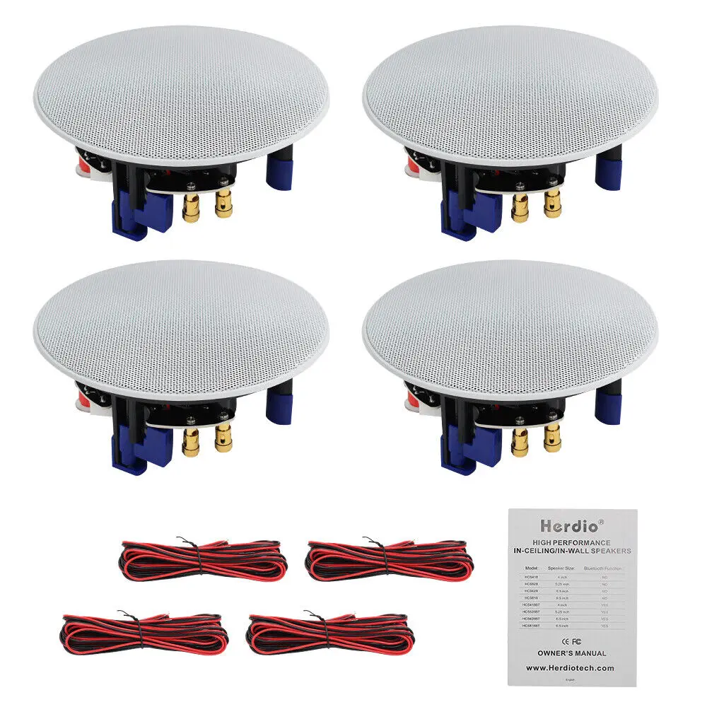 Herdio 4 Inch 320 Watts 2-Way Flush Mount Ceiling Speaker Package Perfect For Home Theater System Living Room Office Flush Mount