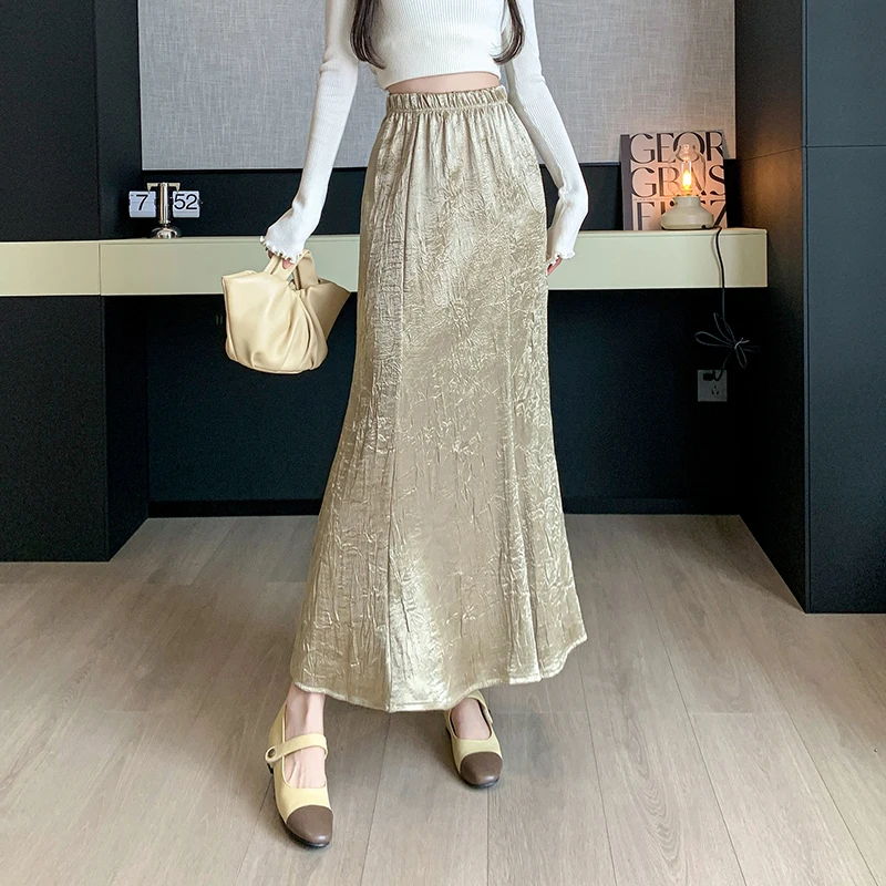 

Coigarsam Women Skirt Spring 2024 New Cute Solid Patchwork High Waist Black Skirts