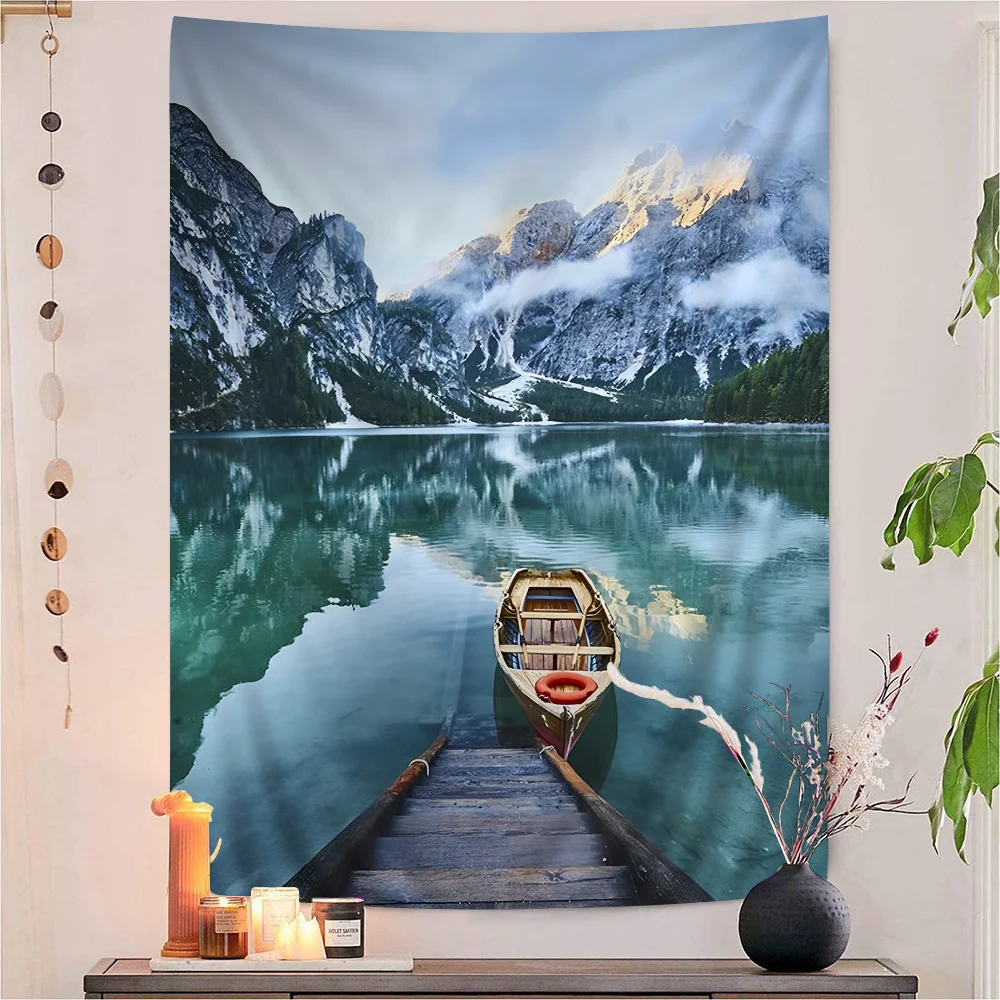 

Landscape Boat Art Cartoon Tapestry Bohemian Wall Tapestries Mandala Wall Hanging Sheets