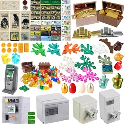 MOC City Treasure Box Serie Building Blocks Coin Diamond Ore Gold Silver Cash Card Set Accessory Safe Deposit Box ATM Bricks Toy